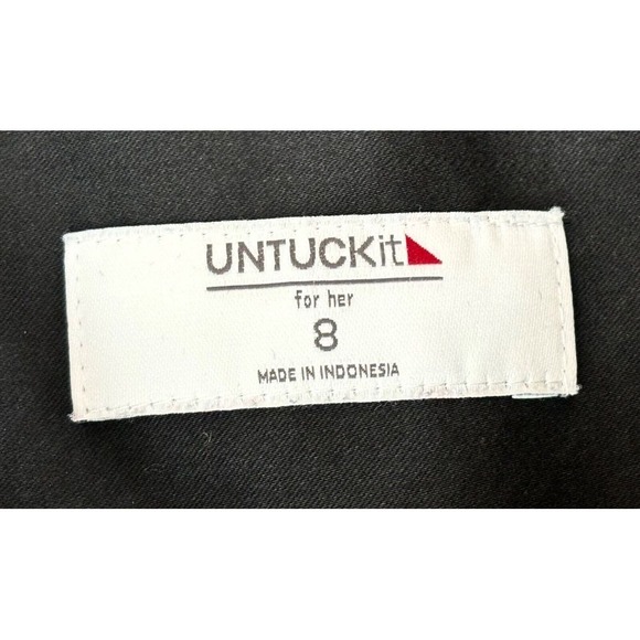 UNTUCKit Angelina Shirt Dress Size 8 Black Button Front Tie Stretch Pockets - Picture 7 of 9